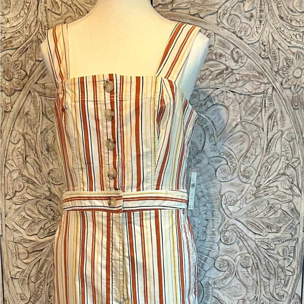Maeve Cream and Orange Wide Leg Jumpsuit with Belt